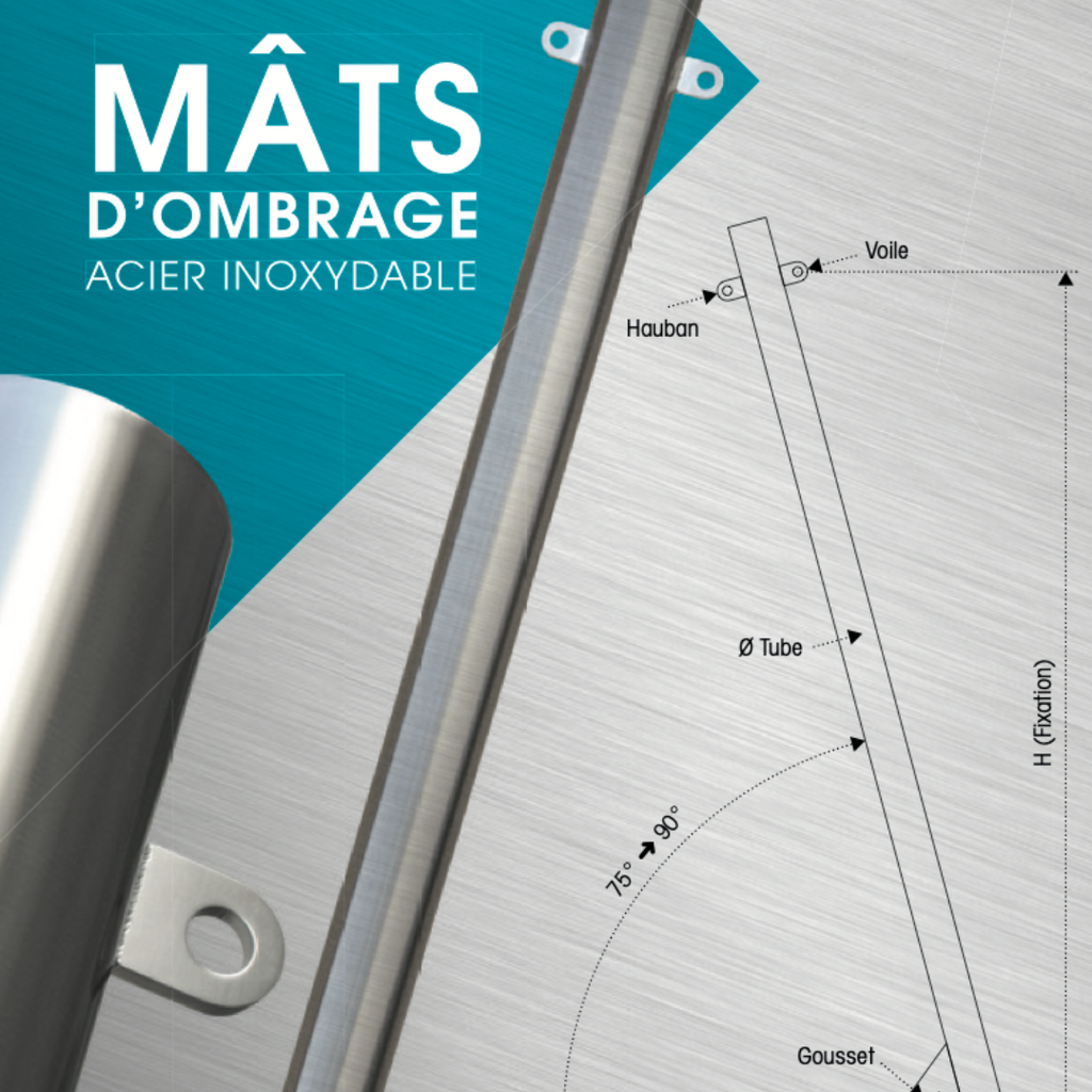 Stainless steel shade sail mast with plate