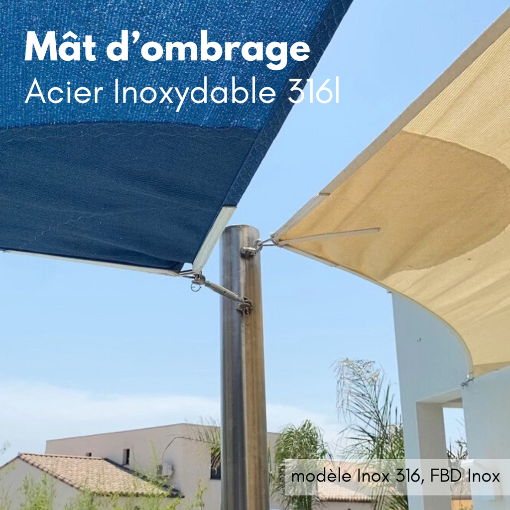 Stainless steel shade sail mast with plate